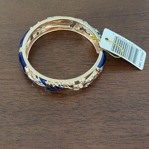 Gold and Blue Bangle Bracelet